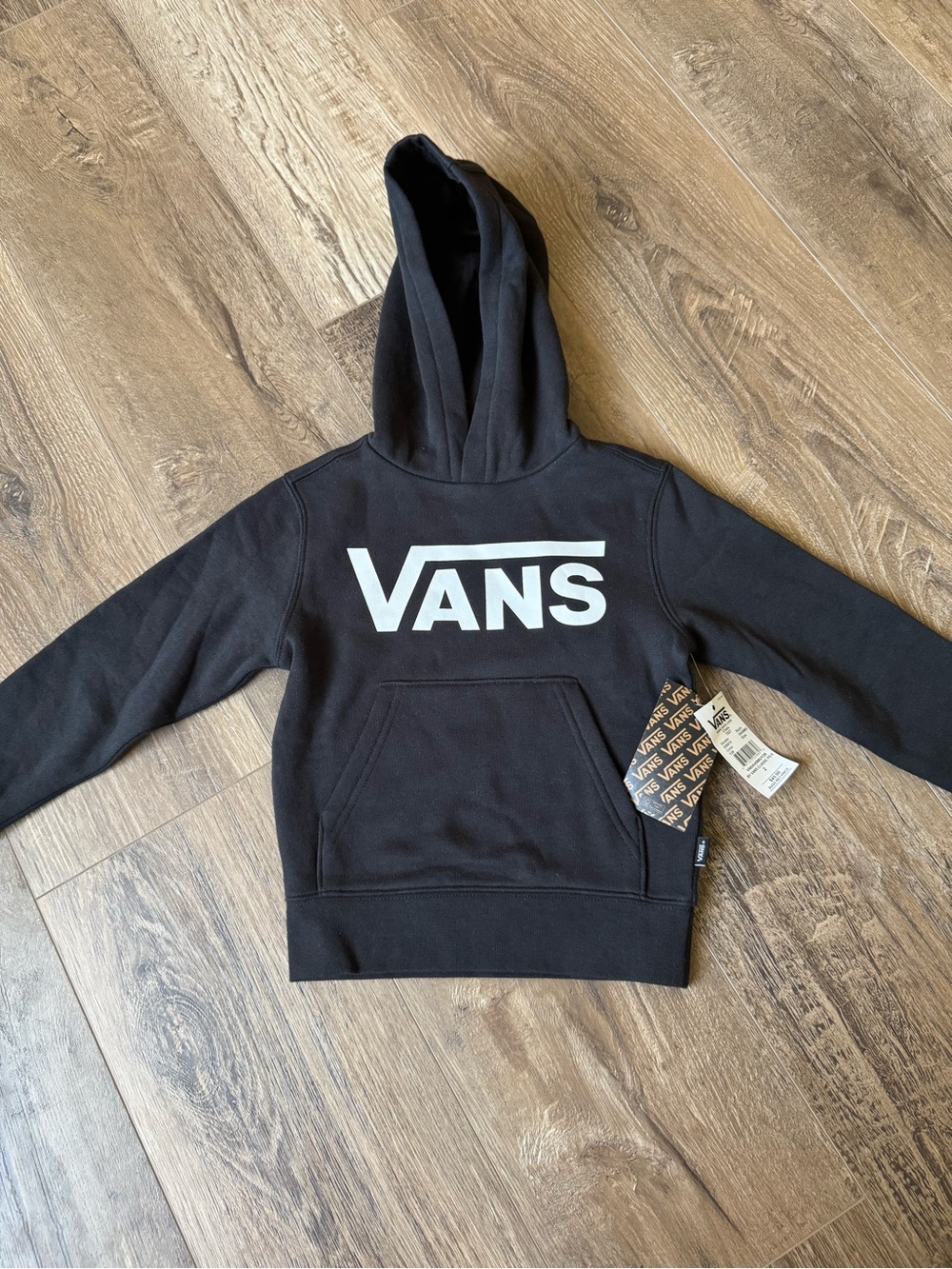 Vans Kids Black Hoodie with White Logo